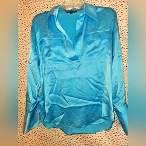 Catherine Gee Blue Silk Blouse